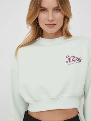 Bluza z nadrukiem Calvin Klein Jeans zielona