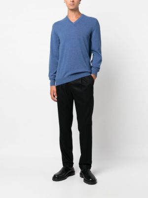 Kašmira džemperis ar v veida izgriezumu Fedeli zils