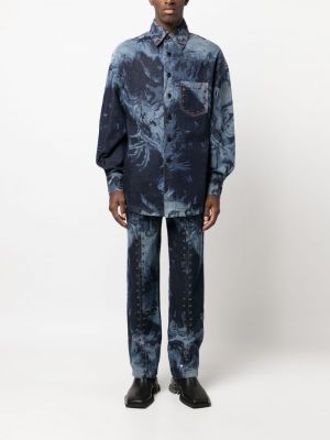 Koszula jeansowa z nadrukiem Feng Chen Wang niebieska