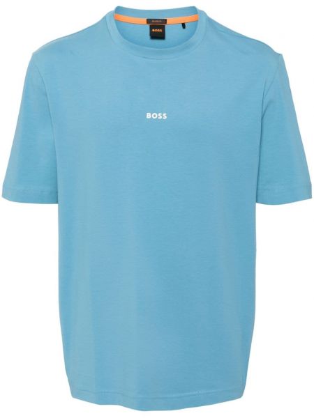 Kokvilnas t-krekls ar apdruku Boss zils
