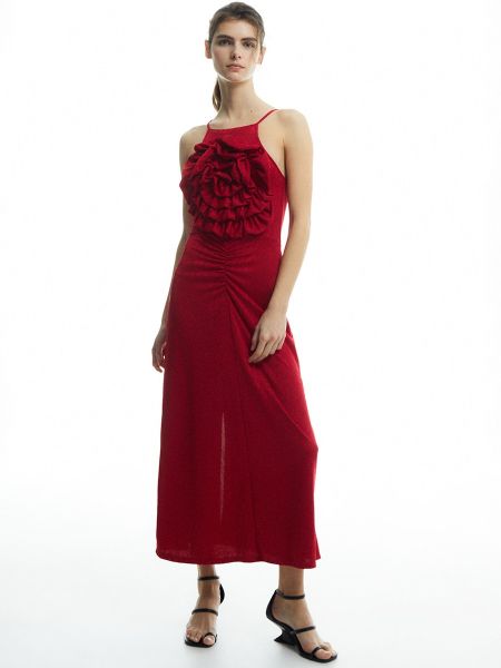 Vestido de flores de tejido jacquard Sfera rojo