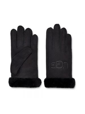 Haftowane rękawiczki skórzane Ugg czarne