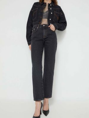 Blugi cu talie înaltă Moschino Jeans negru