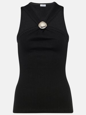 Top de algodón de tela jersey Loewe negro
