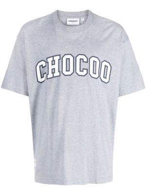 Тениска с принт с кръгло деколте Chocoolate сиво