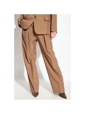 Pantalones chinos plisados Victoria Beckham marrón