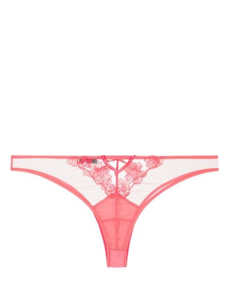 Květinové kalhotky string Fleur Du Mal růžové