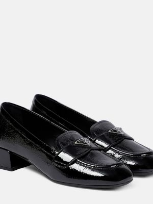 Kožne cipele od lakirane kože Prada crna