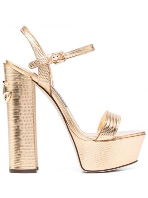 Sandales à plateforme à motif serpent Dolce & Gabbana doré