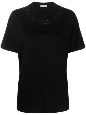 Kokvilnas t-krekls ar radzēm Moncler melns