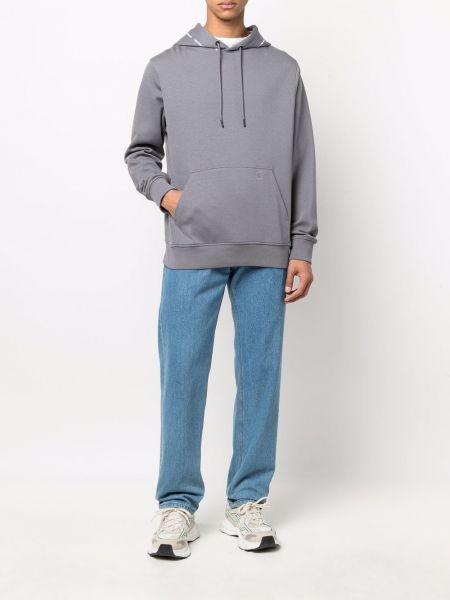 Medvilninis siuvinėtas džemperis su gobtuvu Calvin Klein Jeans pilka