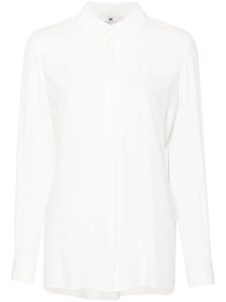 Jacquard krave bluse Elisabetta Franchi hvid