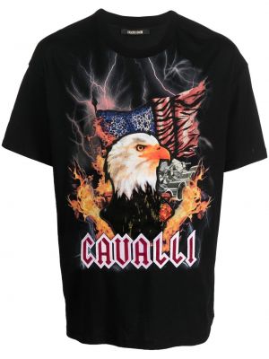 T-krekls ar apdruku Roberto Cavalli melns