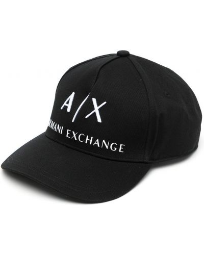 Haftowana czapka z daszkiem Armani Exchange czarna