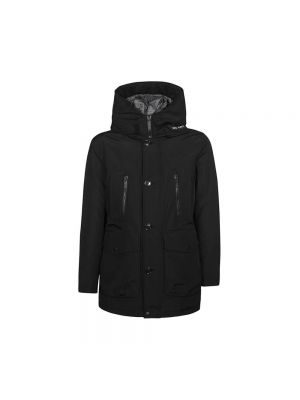Pikowany płaszcz zimowy z kapturem Woolrich czarny