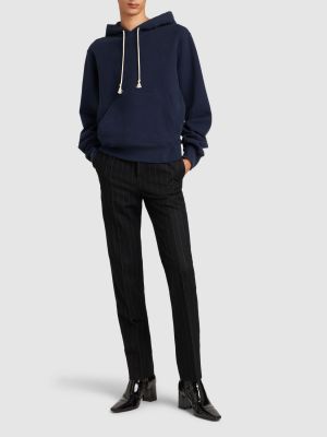 Pamučna hoodie s kapuljačom Saint Laurent plava