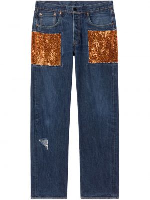 Flitrované džínsy s rovným strihom Az Factory modrá