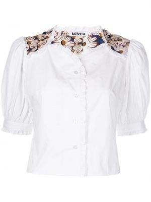 Trykt floral kort bluse Batsheva hvit