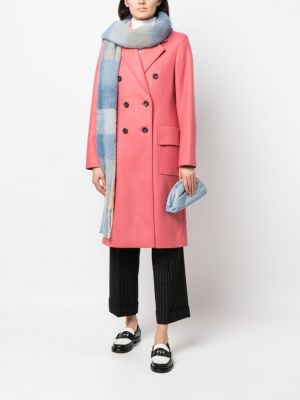 Vlněný kabát Ps Paul Smith růžový