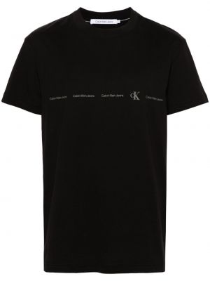 Raštuotas medvilninis marškinėliai Calvin Klein juoda