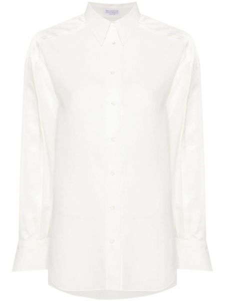 Βαμβακερό πουκάμισο Brunello Cucinelli λευκό