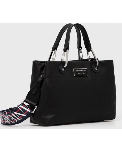 Кожаная сумка шоппер Emporio Armani черная