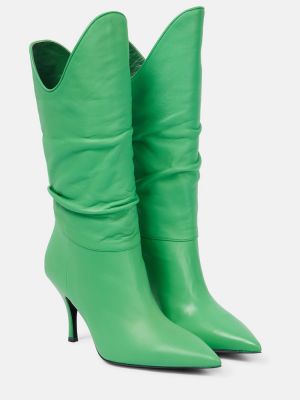 Kožené kotníkové boty The Attico zelené