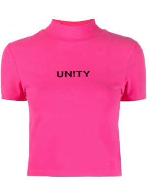 T-shirt con stampa con collo alto Ksubi rosa