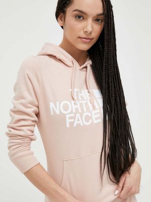 Bavlněné mikina s kapucí s potiskem The North Face - růžová