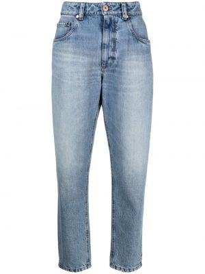 Proste jeansy z przetarciami Brunello Cucinelli niebieskie