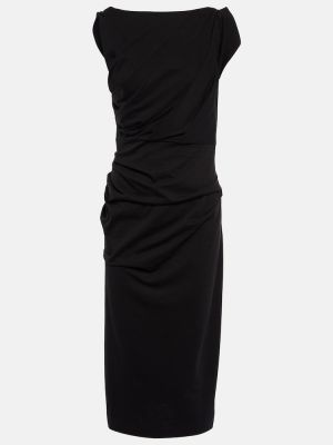 Памучна миди рокля от джърси Dries Van Noten черно
