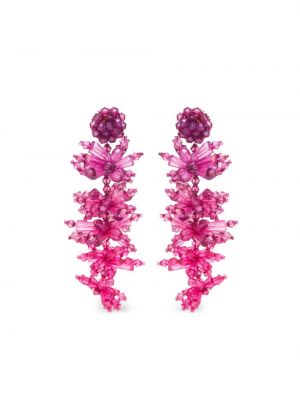 Boucles d'oreilles à fleurs à boucle Oscar De La Renta rose