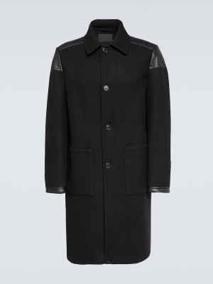 Gyapjú kabát Prada fekete