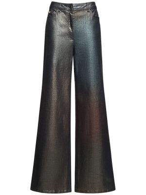 Laia lõikega kõrge vöökohaga teksapüksid Alberta Ferretti hõbedane
