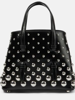 Usnjena nakupovalna torba Alaia črna