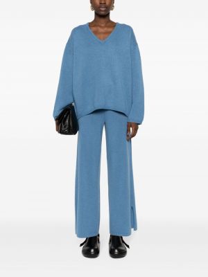 Kašmírové rovné kalhoty Lisa Yang modré