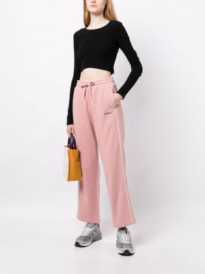 Haftowane spodnie sportowe bawełniane :chocoolate różowe