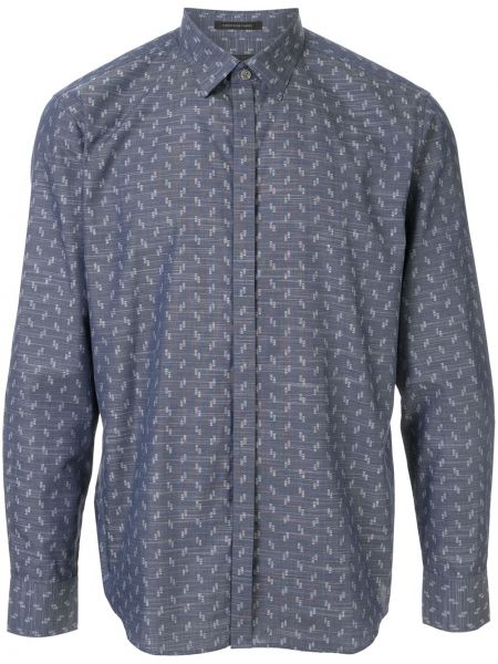 Camisa con estampado manga larga con estampado abstracto D'urban azul