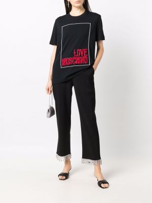 Camiseta con bordado Love Moschino negro