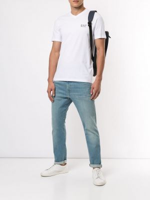 Camiseta con escote v Ea7 Emporio Armani blanco
