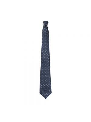 Jedwabny krawat w grochy Lanvin niebieski