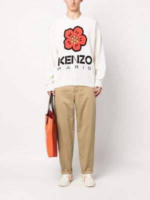 Pantalon droit en coton Kenzo beige