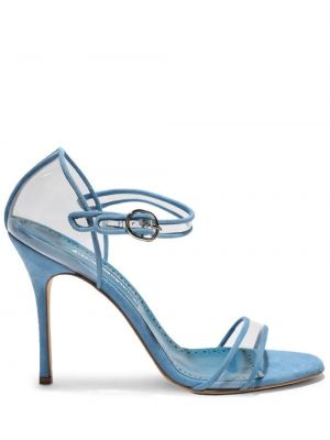 Sandały skórzane Manolo Blahnik niebieskie