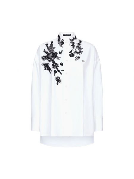 Koszula w kwiatki koronkowa Dolce And Gabbana biała