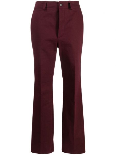 Bavlněné rovné kalhoty Saint Laurent fialové