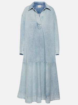 Vestido midi de algodón Khaite azul
