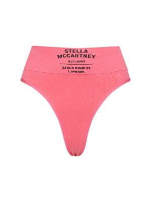 Chiloți tanga cu talie înaltă din bumbac din jerseu Stella Mccartney roz