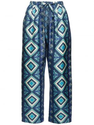 Pantalon à imprimé à motif géométrique La Doublej bleu