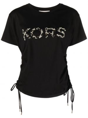 Stepēts t-krekls ar kažokādu ar kapuci Michael Michael Kors melns