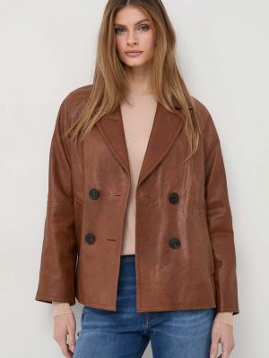 Шкіряна куртка Weekend Max Mara коричнева
